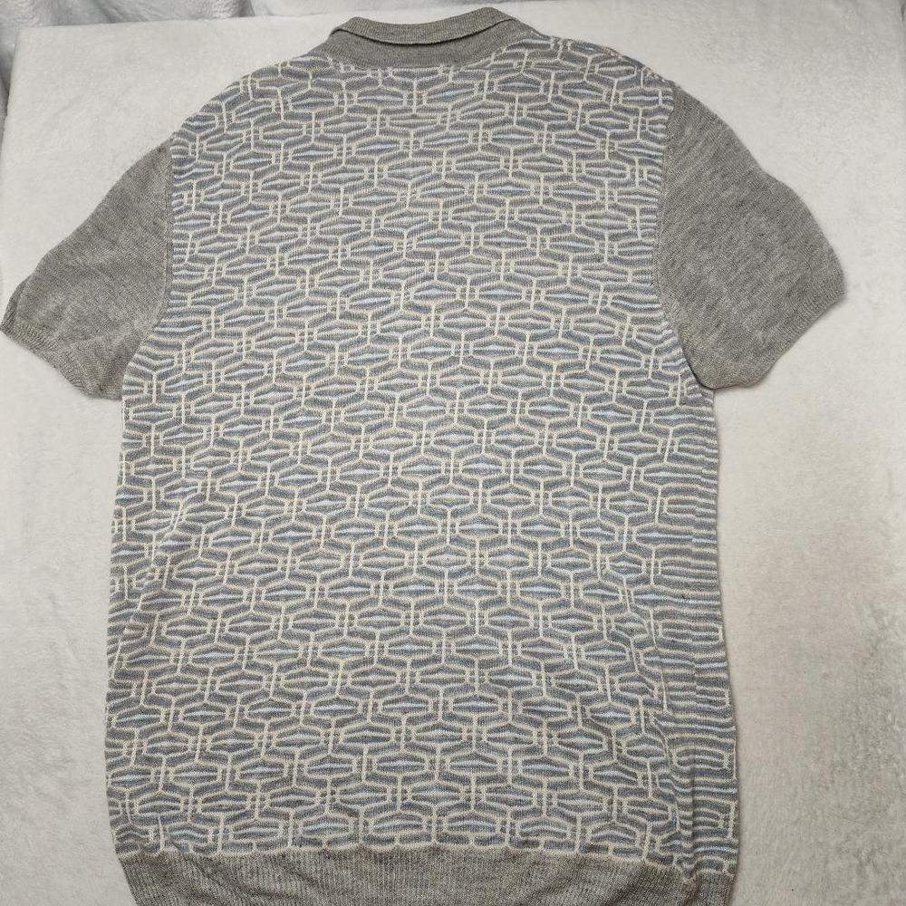 Hickey Freeman Sweater Mens 2XL Gray Collared Polo Linen Silk Pullover Work Knit - Picture 4 of 10